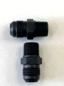 8AN AN-8 TO 3/8" NPT Male Thread Aluminum Fitting BLACK MATTE ANODIZE QTY:2 - Imagen 1 de 2