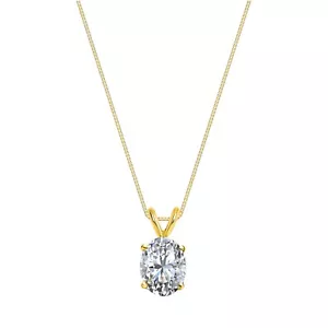 1 kt ovaler im Labor gezüchteter Diamant Halskette Anhänger 14 K massives Gelbgold IGI F/VS - Bild 1 von 2