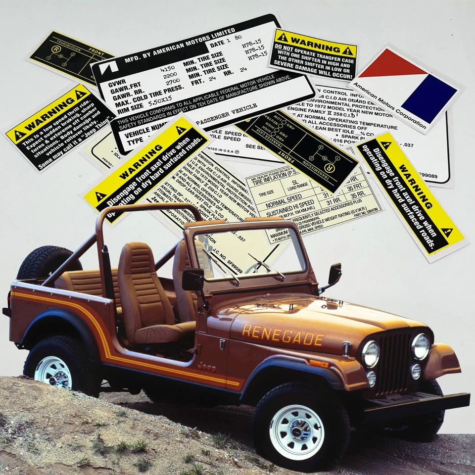 Wrangler Cj7 Cj8 Restoration Warning Caution  Engine Bay Stickers Labels - Image 1 of 3