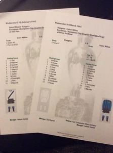 Foglietti Partita Coppa Campioni 1964-65 Rangers v Inter Milan Quarti di Finale - Foto 1 di 1
