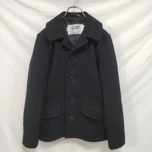Schott U.S. 740N Pea Coat Jacket Made in USA Wool Black Size 34 Pre-Owned - Picture 1 of 15