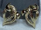 Vintage Coro Clip Earrings Gold Tone Signed 1”