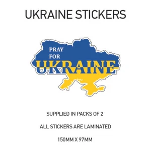 PRAY FOR UKRAINE MAP STICKERS X2 UKRAINIAN PEACE STAND CAR STICKER DECAL WAR13 - Picture 1 of 1