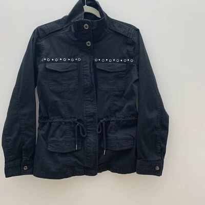 Chaqueta ligera con cremallera completa American Rag negra para mujer talla M cintura ajustada Foto 1 de 4