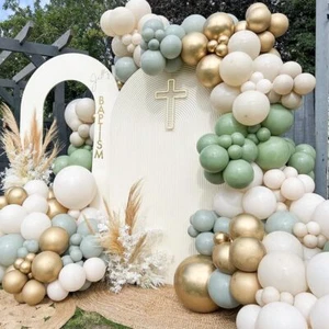 153pcs Dusty Green Blue Balloon Garland Kit Haze Blue Sage Green White Sand G... - Picture 1 of 6