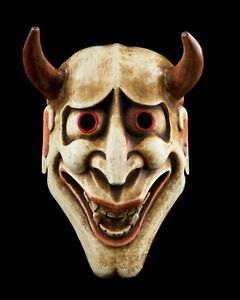 Masque Oni devil Nô démon japonais bois diable Noh Kyougen Kagura blanc 26972