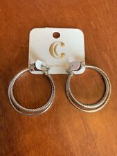 Nwt Charming Charlie Hypo Allergenic Classic Silver 1.5” Double Hoop Earrings