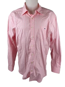 Vineyard Vines Men XXL Long Sleeve Shirt Pink White Check Slim Fit Tucker - Picture 1 of 6
