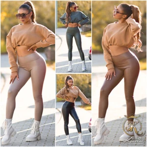 Damskie legginsy termiczne Wetlook Leatherlook Sztuczna skóra Wygląd krokody Milax-Fashion - Zdjęcie 1 z 32