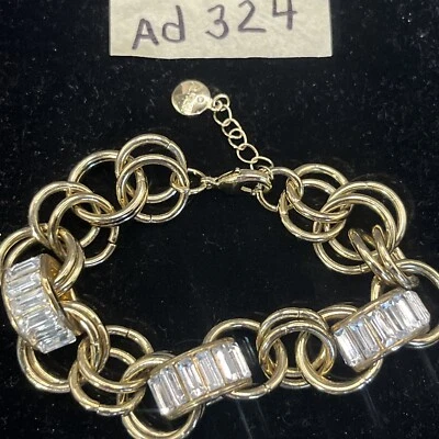 Pulsera de eslabones de cristal Alfani tono dorado y baqueta  Foto 1 de 4