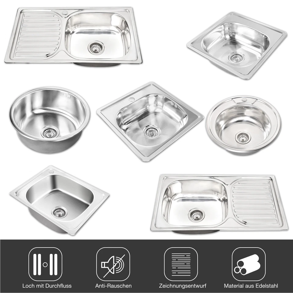 MIDORI® Edelstahl Einbauspüle Küchenspüle Spülbecken Ablaufgarnitur Abflusskorb - Bild 1 von 1