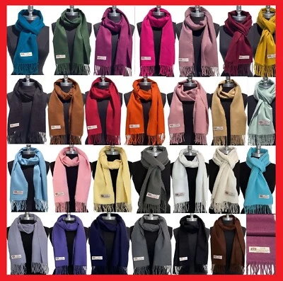 Cachecol xadrez masculino feminino inverno quente 100% cashmere lenços sólidos feitos na Inglaterra - Imagem 1 de 2