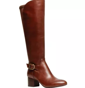 NEW ANNE KLEIN BROWN LEATHER TALL COMFORT BOOTS SIZE 8.5 M $139 - Picture 1 of 7