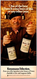 PRINT AD 1980 Kressmann Selection French Wine 5" x 10.75" Man in Beret - Picture 1 of 1