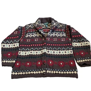 Ralph Lauren Cardigan LARGE Sweater Hand Knit Southwestern Chunky Wool (READ) - Picture 1 of 14