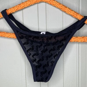 Victoria Secret Pink Underwear Thong String Size Small Black Sheere - Picture 1 of 3