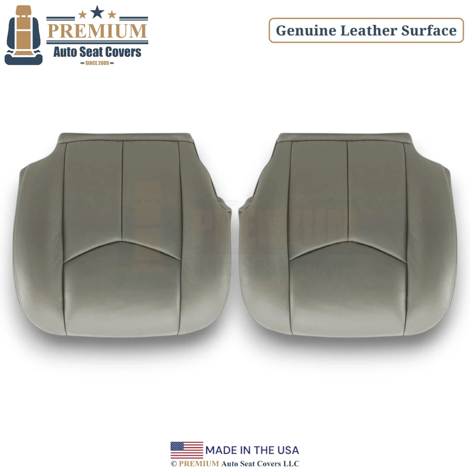 2003-2006 Fits Chevrolet Suburban Genuine Leather Bottom Seat Covers Pewter Gray - Image 1 of 4
