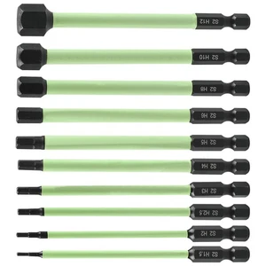 1/4inch Hex Head Allen Wrench Drill Bit Set S2 Alloy Steel Magnetic Tip 10Pcs - Picture 1 of 10