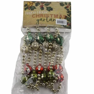 Guirnalda de Navidad con cuentas de vidrio multicolor decoración navideña 6 pies estilo vintage - Imagen 1 de 3