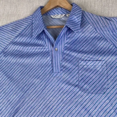 Vintage 1970s Lilly Dache Polo Shirt Mens 2XL Striped Atomic Disco Dagger VTG - Image 1 of 4