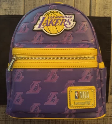 Loungefly NBA Los Angeles Lakers Debossed Logo Mini Backpack - Purple/Gold - New - Image 1 of 4