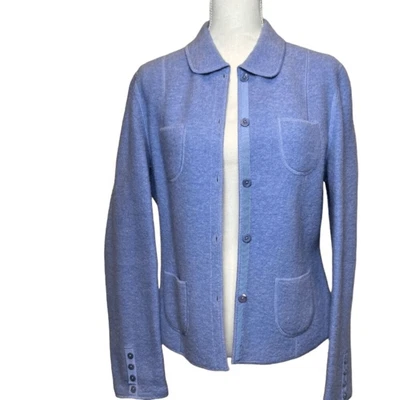 Abrigo Lands' End 100 % lana con cuello periwinkle bolsillos delanteros talla 12 Foto 1 de 4