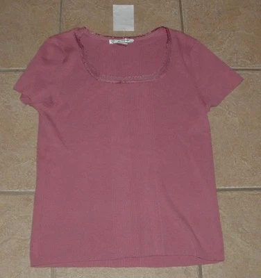 NUEVO NUEVO CON ETIQUETAS Malva Talla XL Informal o Vestido Elástico Acanalado Camisa Ajustada RENA ROWAN Foto 1 de 2