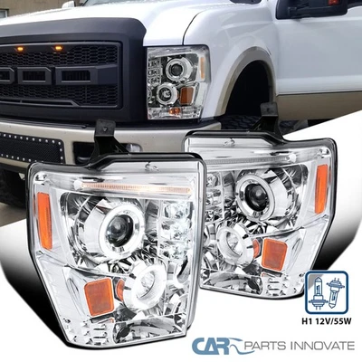 Clear Fits 2008-2010 F250 F350 Super Duty LED Halo Projector Headlights Lamps Foto 1 de 4