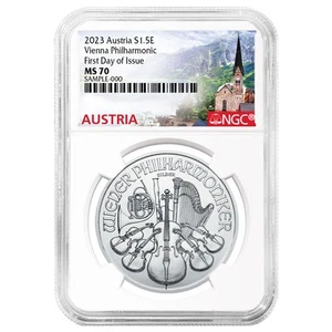 2023 1.50 Euro Silver Austrian Philharmonic NGC MS70 FDI Austria Label - Picture 1 of 3