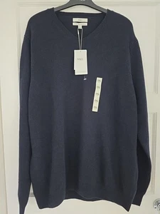 Men's M&S Extra Fine Lambswool V Neck Jumper Navy Size 2XL NWT - Picture 1 of 6