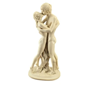 Romantische Umarmung Akt Paar Skulptur signiert A. Santini Alabasterharz Kunst 15" - Bild 1 von 11