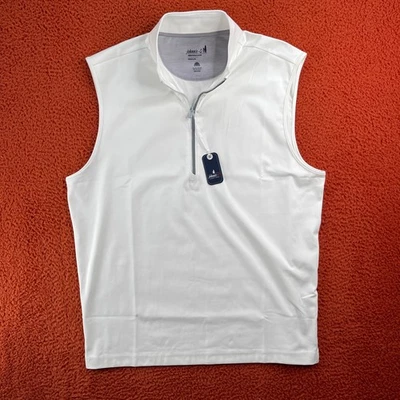 Chaleco de Golf Johnnie-O Para Hombres MEDIANO Caleb Performance Cuarto Cremallera Blanco NUEVO $178 Foto 1 de 4