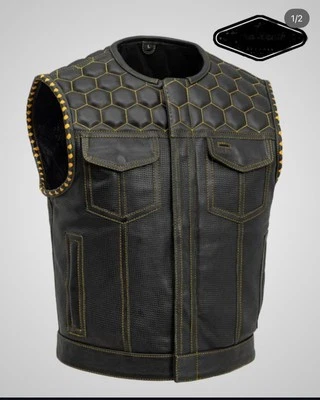 Men's Leather Vest Jacket cowhide leather | Bomber Style, Jackets for Mens - Image 1 of 4