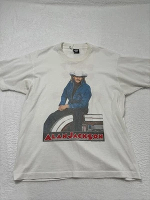 VINTAGE USA Single Stitch ALAN JACKSON DON'T ROCK THE JUKEBOX TEE SHIRT XL - Image 1 of 4