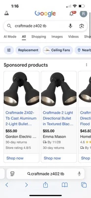 Craftmade Outdoor Lighting Black Z402-TB NEW  - Image 1 of 2