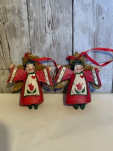 Vintage Angel Hanging Christmas Tree Ornaments By House Of Hatten 1992 Set Of 2 - Picture 1 of 4
