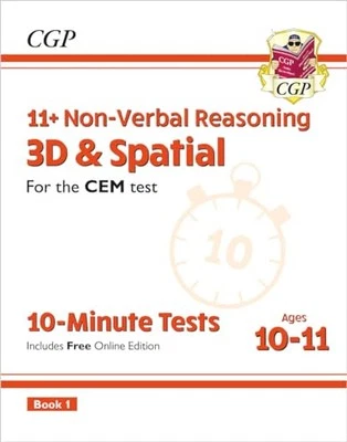 New 11+ CEM 10-Minute Tests: Non-Verbal Reasoning 3D & Spatial -... by CGP Books - Image 1 of 2