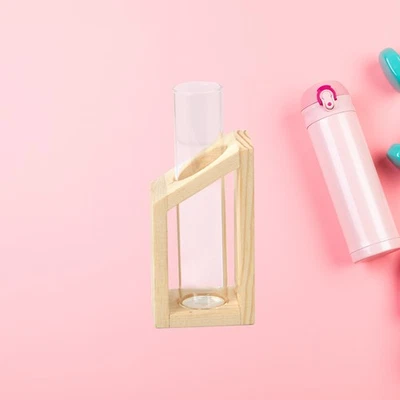 Reagenzglas-Blumen-Vase auf hölzernem Stand-künstlerischem Pflanzer für - Bild 1 von 4