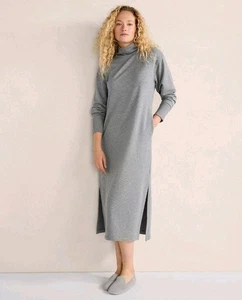 Haven Well Within Fleece Rollkragen Mock Midi grau Pullover Sweat Shirt Kleid M - Bild 1 von 13