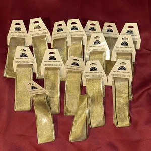 Ruban tissu brillant brillant doré 16 poinçons 1,5"x4yds nœud emballage cadeau vacances - Photo 1/7