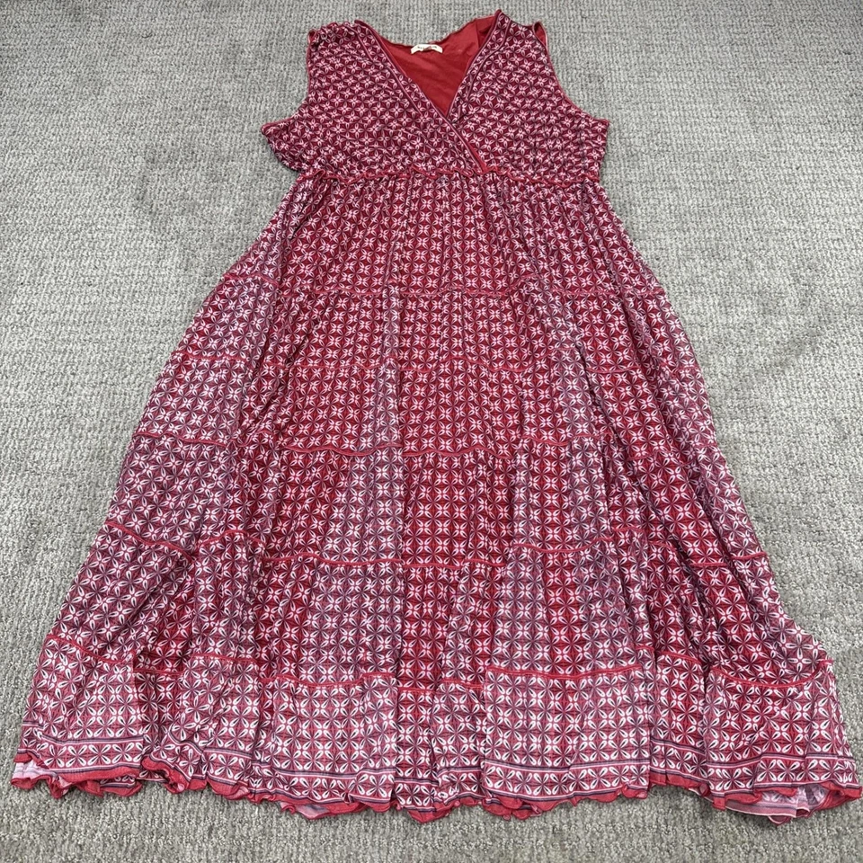 Max Studio Dress Red White Black Floral Sleeveless Women’s Size 1X - Image 1 of 4