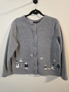 Croft & Barrow Weihnachtspullover Medium Schneemann grau bestickt - Bild 1 von 5