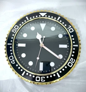 Luxury  GMT Wall Clock 12” Black/Gold   Brand New - Picture 1 of 7