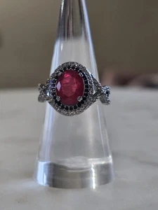 Bomb Party OG Ring "Walking On Air" RBP8636 LC Ruby Fused quartz/Hematite Size 7 - Picture 1 of 5