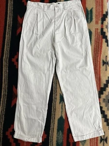 VINTAGE BAGGY Gap Pleated Cuffed Chino Pants 33x32 Beige Trousers Old Money - Picture 1 of 14