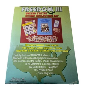 H.E. Harris Freedom III United States Stamp Collecting Kit 300 Stamps Hinges New - Bild 1 von 5