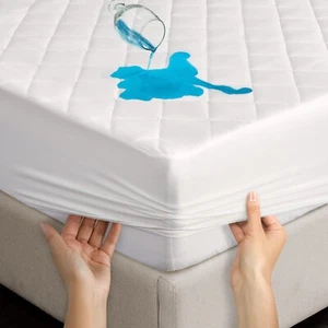 Quilted Waterproof Mattress Cover Pad Protector Cooling Breathable Fitted Topper - Picture 1 of 23
