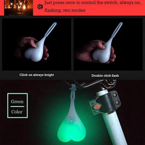 Riding Cycling Waterproof LED Lamp 4 Color Heart Ball Safety Bike Warning Lig H8 - Photo 1/16
