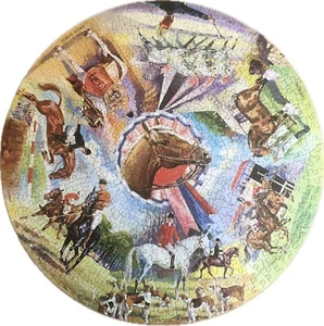 COMPLETE Vintage Circular Springbok Puzzle, 1960s, "Horses" - Picture 1 of 4