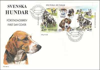 Perros Hamiltonstovare Vallhund perro vaca Jämthund Elkhound sueco Suecia FDC 1989 Foto 1 de 2